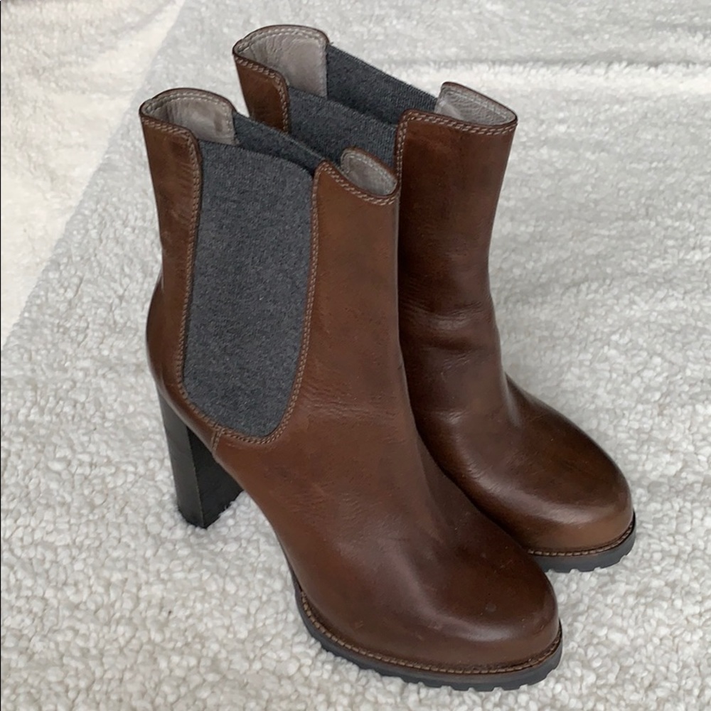 Brunello Cucinelli leather platform boots